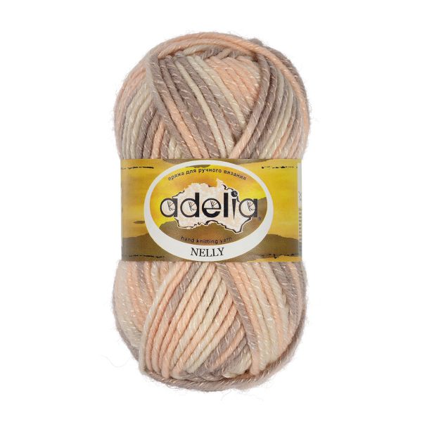 Пряжа Adelia Nelly / уп.5 мот. по 100г, 100 м, 30 молочный-персиковый-серо-бежевый