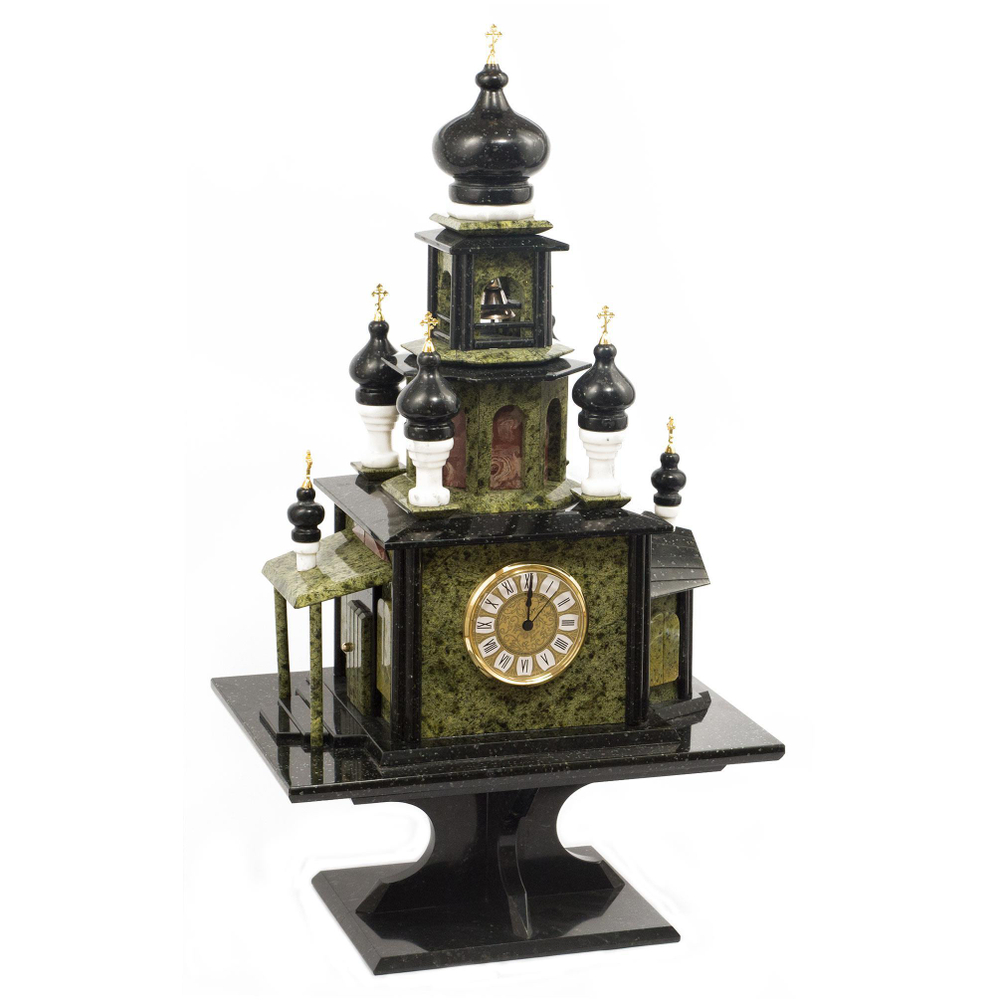 Часы "Храм" камень змеевик, мрамор R113585