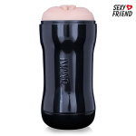Телесный мастурбатор-вагина в черной колбе Bior Toys Sexy Friend SF-70261