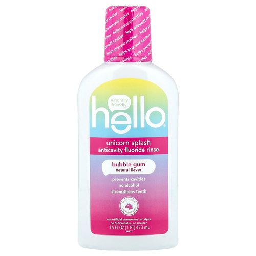 Hello, Unicorn Splash Acticavity, ополаскиватель с фтором, жевательная резинка, 473 мл (16 жидк. унц.)