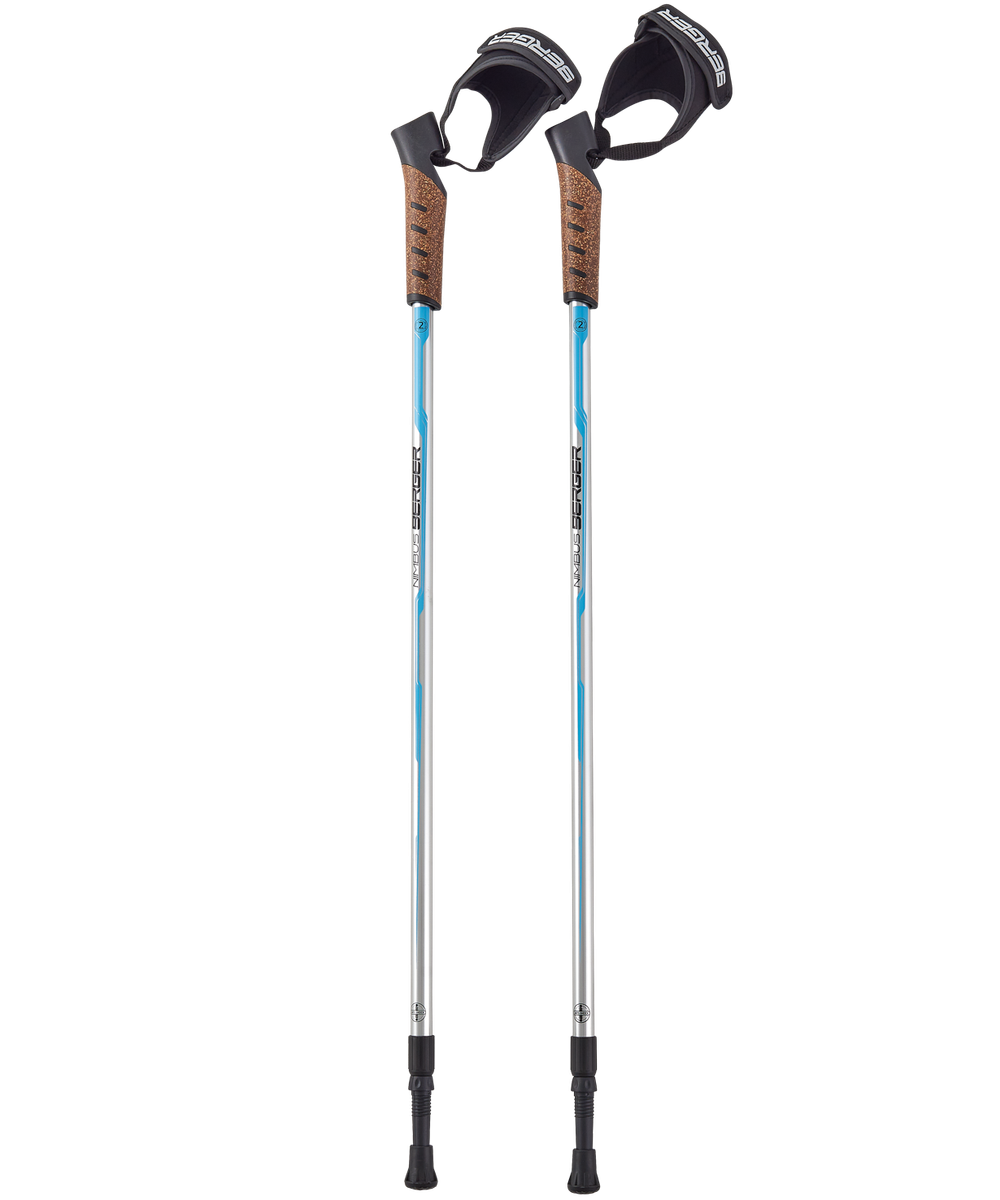 Скандинавские палки Nimbus, 77-135 см, 2-секционные, серебристый/голубой