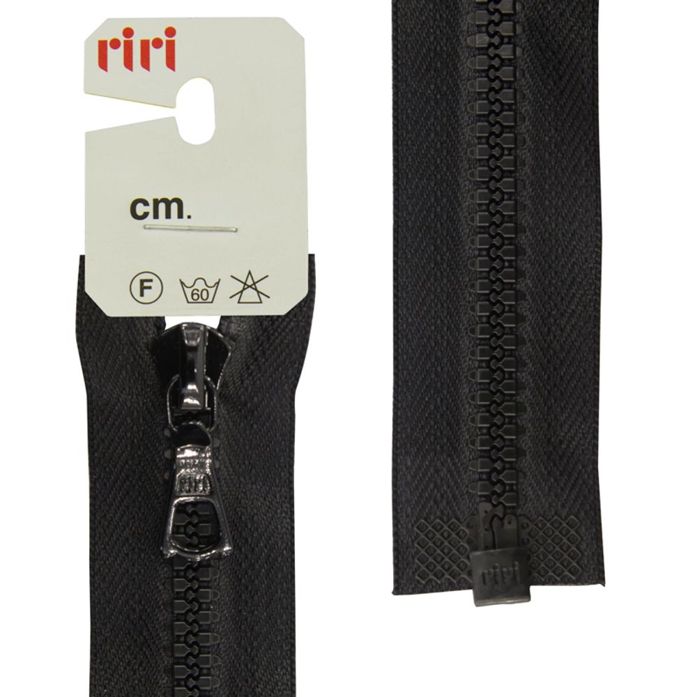 Молния трактор RIRI Т6 (6 мм) 1 зам., разъем., 70 см, цв.2110, черный, 1 шт