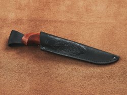 Финский нож Пуукко, дамасская сталь, рукоять мореная карельская берёза