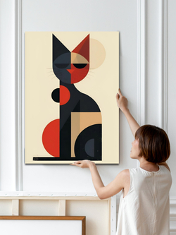 Картина Геометрический кот модульная 50x70см 1шт.