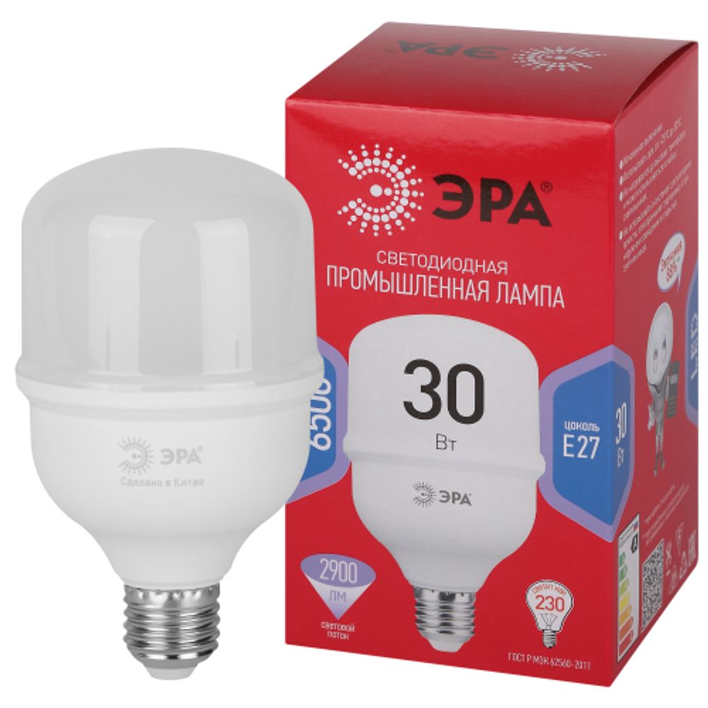 Лампа светодиодная POWER ЭРА RED LINE LED T80-30W-6500-E27 R 30Вт колокол холодный белый свет E27 | Лампы cветодиодные POWER