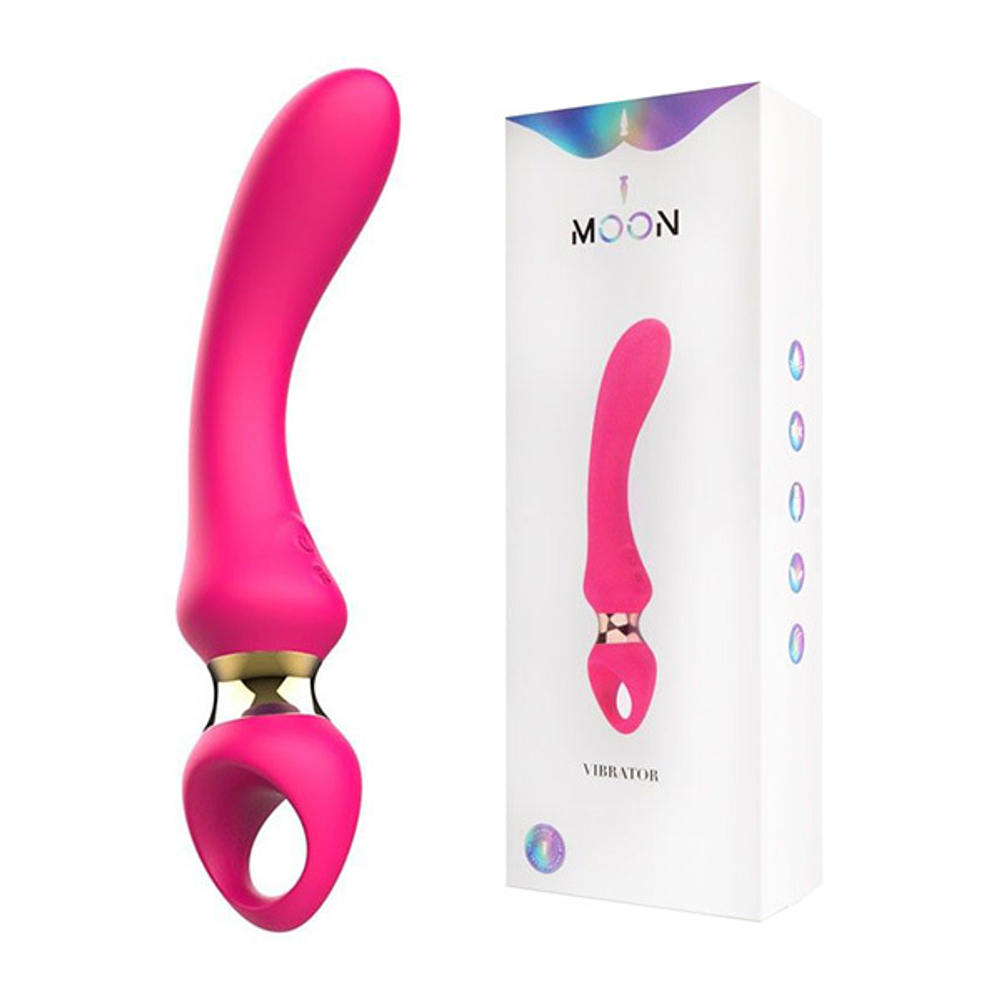 Розовый изогнутый вибромассажер 21,1см I-Moon Vibrator MY-225