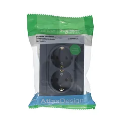 Розетка двойная с заземлением без шторок Systeme Electric AtlasDesign Грифель ATN000724