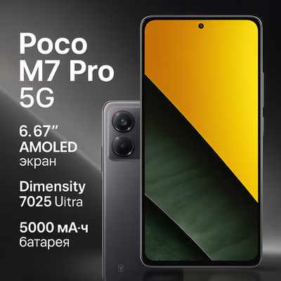 Смартфон Xiaomi Poco M7 Pro 5G 12/512Gb Black (черный ) Global