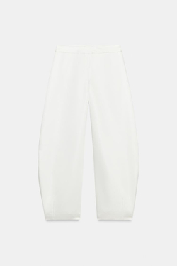 ZARA АТЛАСНЫЕ БРЮКИ BARREL, ЖЕЛТОВАТО-БЕЛЫЙ