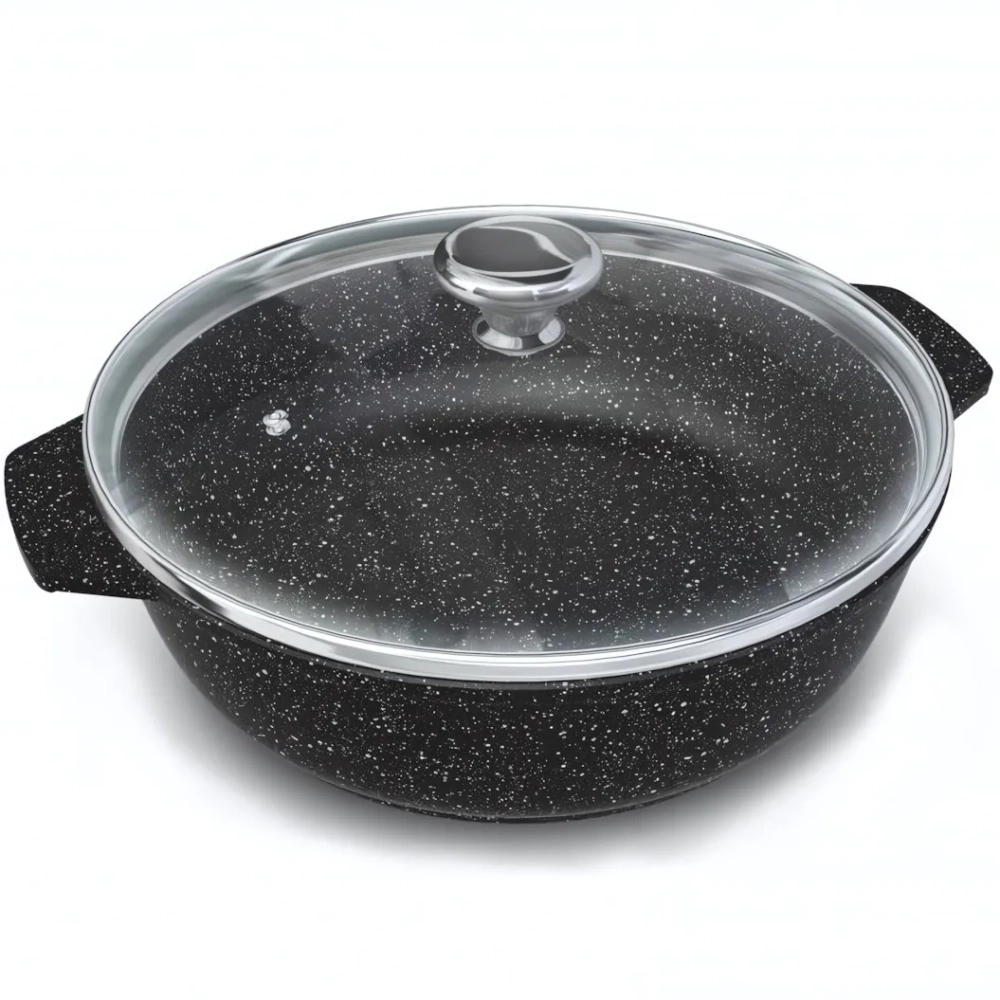 Жаровня литой алюминий 4л «Neva Granite» со стекл. крышкой NG6540
