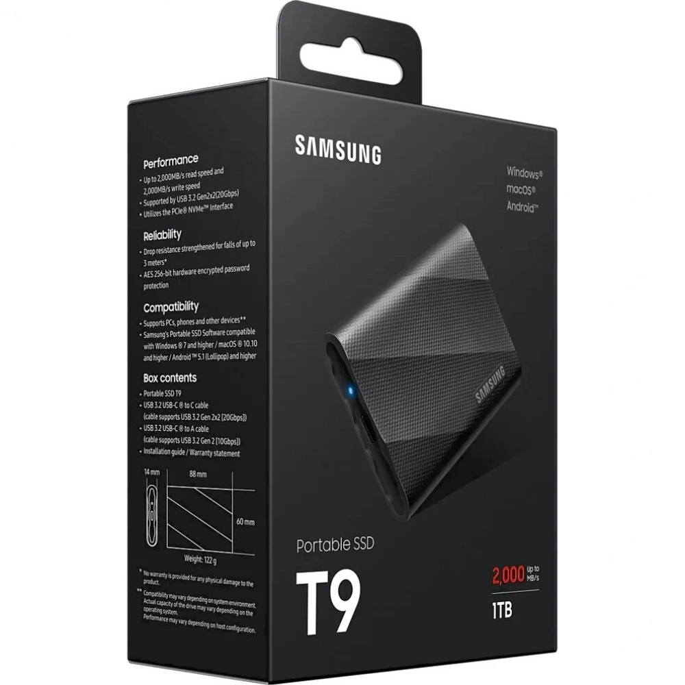 Внешний SSD Samsung Т9 Portable 1 TB Black (MU-PG1T0B/WW)
