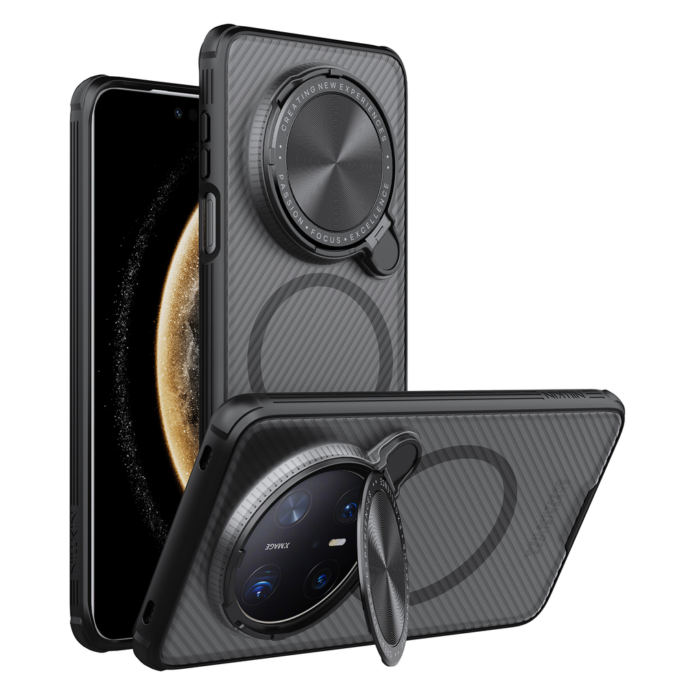 Чехол прозрачный тонированный (Transparent Black) от Nillkin с металлической крышкой и MagSafe на Huawei Mate 70 Pro/70 Pro+, серия CamShield Prop Magnetic Case