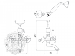 Смеситель для ванной Migliore Princeton Plus ML.PRP-8002 схема