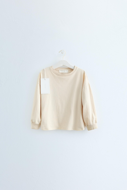 ZARA TIMELESS — ОДНОТОННАЯ ФУТБОЛКА С МАНЖЕТАМИ, БЕЖЕВЫЙ