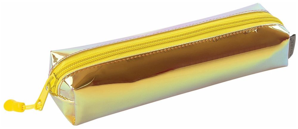 Пенал-косметичка BRAUBERG прямоугольный, зеркальный, мягкий, "Gold", 21х5х5 см, 229249