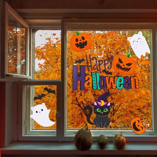 Интерьерные наклейки «Happy Halloween», котики, размер листа 42х29 см, 9 шт.