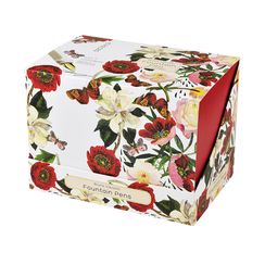 Qələm \ Ручка \ Pen Ручка перьевая "Флора,пионы", в пластиковом пенале Dream box, синяя