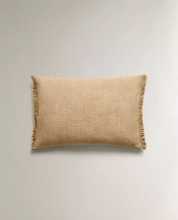 ZARA HOME НАВОЛОЧКА ДЛЯ ДЕКОРАТИВНОЙ ПОДУШКИ С БАХРОМОЙ, ПЕСОЧНЫЙ