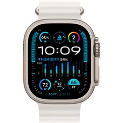 Часы Apple Watch Ultra 2, 2024, 49 мм, титан натурального цвета, ремешок Ocean белого цвета