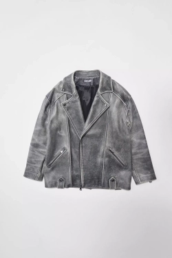 Куртка кожаная Big Oversized VINTAGE черная