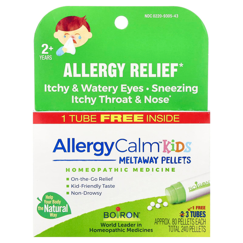 Boiron, AllergyCalm™ для детей, для детей от 2 лет, 3 тюбика по 80 гранул