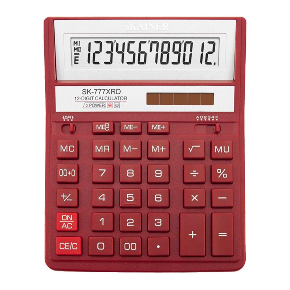Калькулятор настольный SKAINER 12 Bit, LCD, 20*15.7*3.2 см, красный Калькулятор настольный SKAINER 12 Bit, LCD, 20*15.7*3.2 см, красный