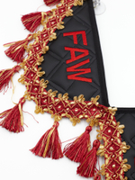 Вымпел тройной FAW (экокожа, черный с красными кисточками)
