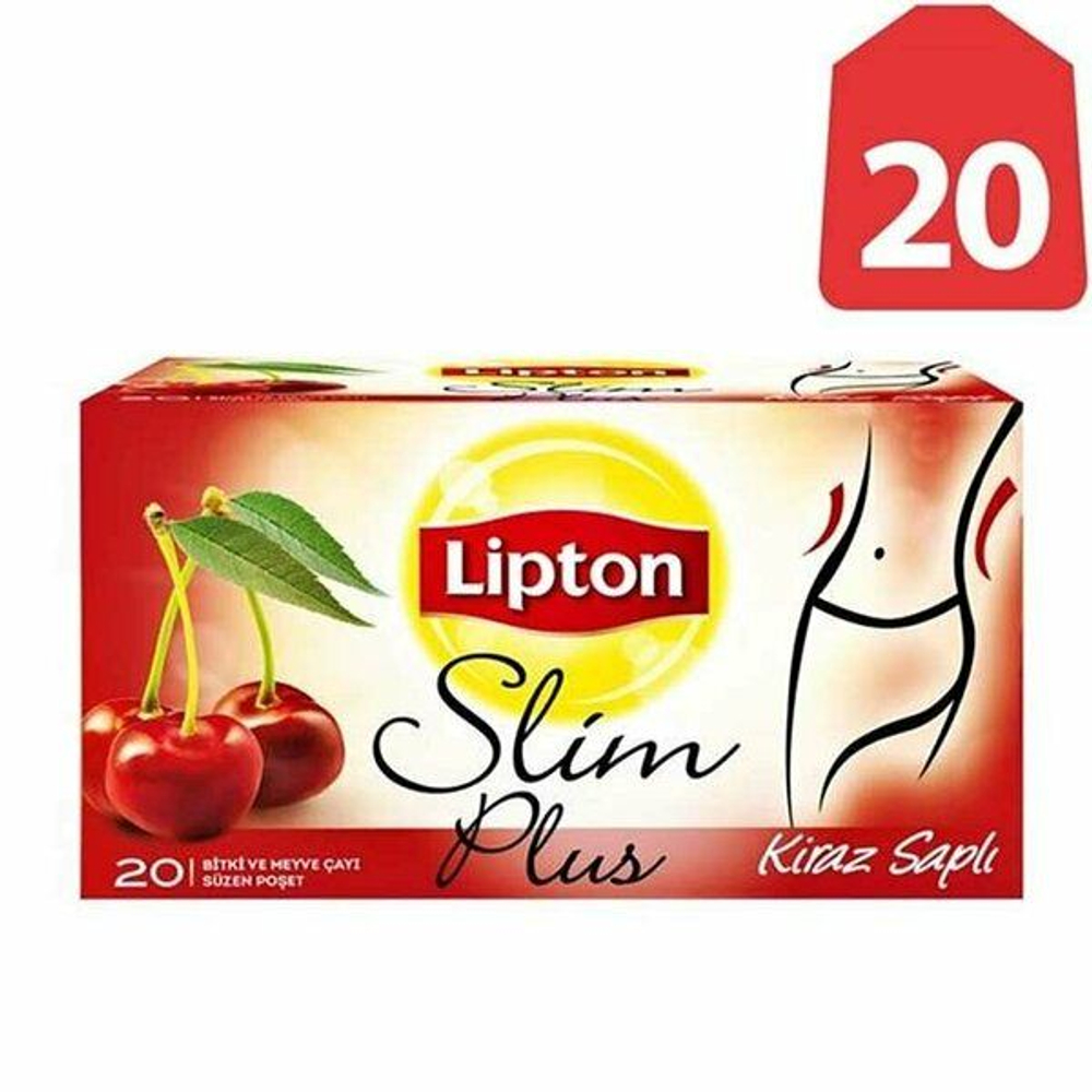 Lipton Slim Plus Чай травяной, фруктовый с вишней, 20 пакетиков, 36 г (Турция)