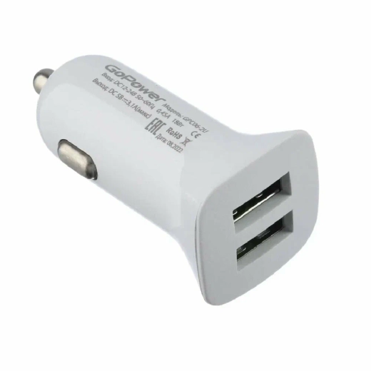 Автомобильная зарядка 12В 2гнUSB 3,1А GoPower 