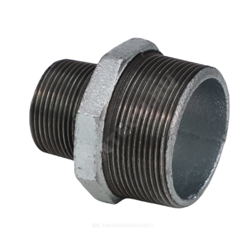 Ниппель переходной чугун оц Ду 32х15 (1 1/4"х1/2") НР Fittex PLUS