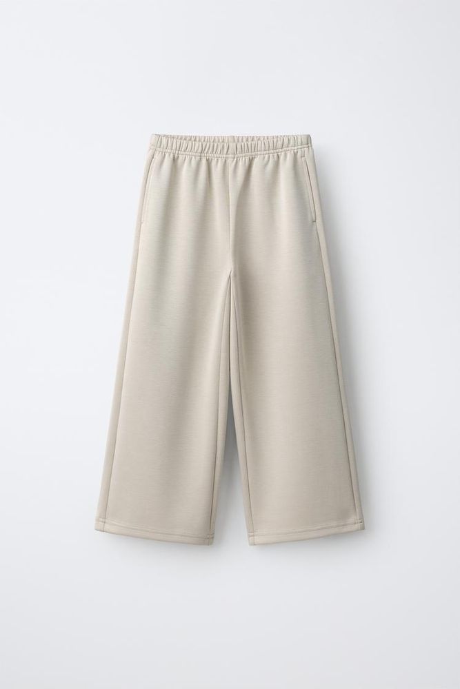 ZARA СПОРТИВНЫЕ БРЮКИ WIDE LEG, ПЕСОЧНЫЙ