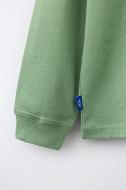 ZARA ФУТБОЛКА ИЗ ПЛОТНОГО ХЛОПКА, МЯГКИЙ ЗЕЛЕНЫЙ
