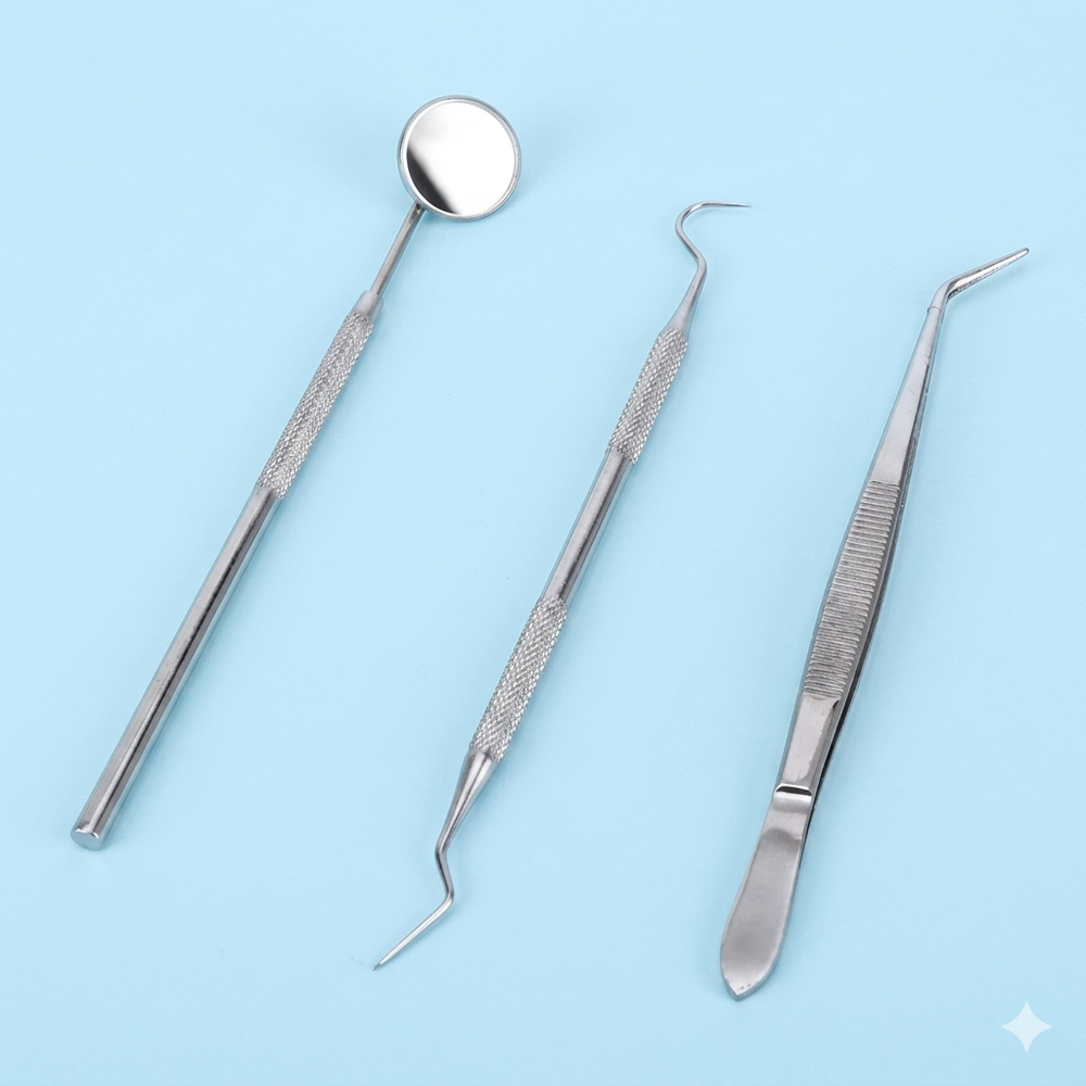 Набор зонд, зеркало, пинцет	нержавеющая сталь Dental Needle Mirror Tweezers