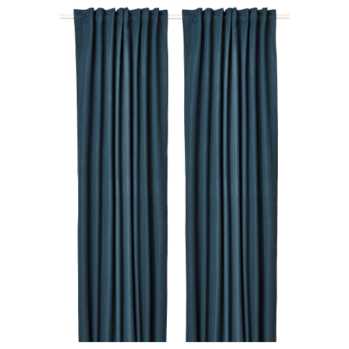 Комплект штор IKEA ROSENMANDEL (РОЗЕНМАНДЕЛ), Темно-синий, 135х250 см, 2 шт