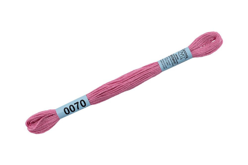 Мулине Gamma 100% хлопок, цв.0070 розовый, 24 мотка по 8 метров