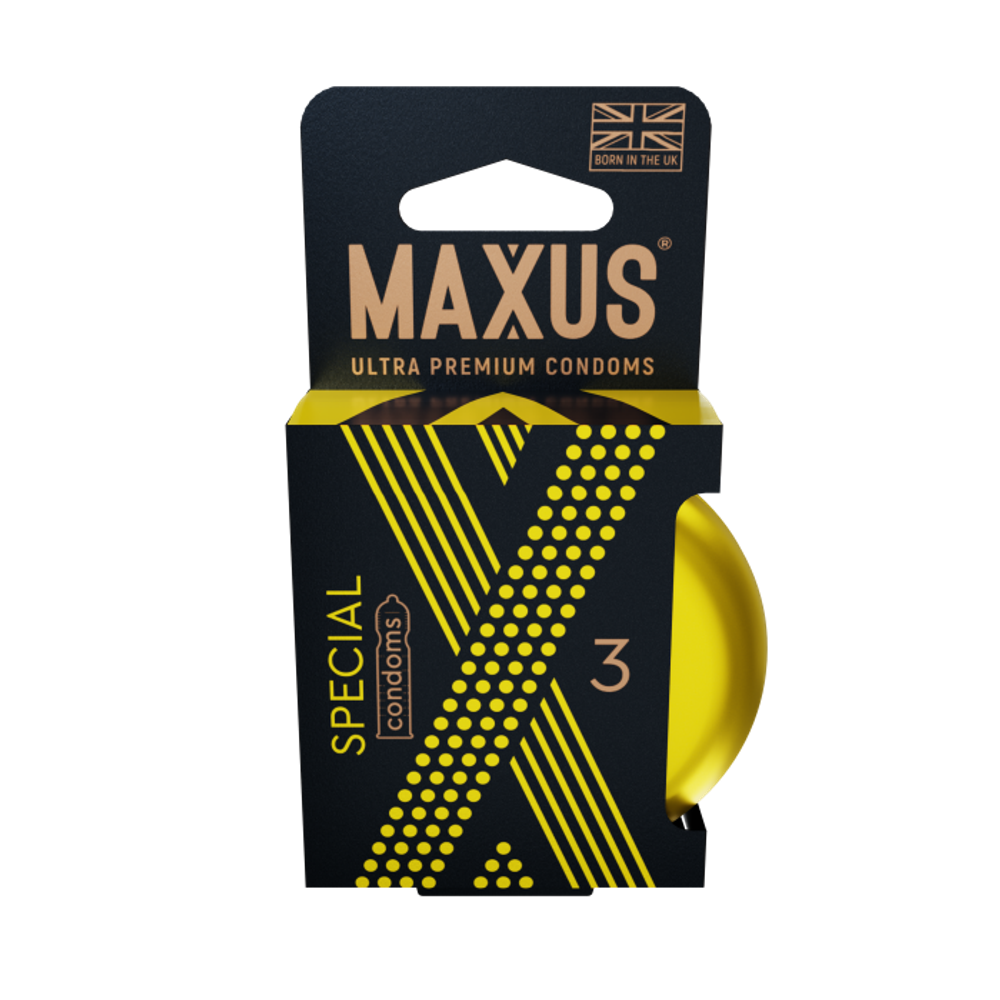 Презервативы с точками и рёбрами в железном кейсе MAXUS Special - 3 шт