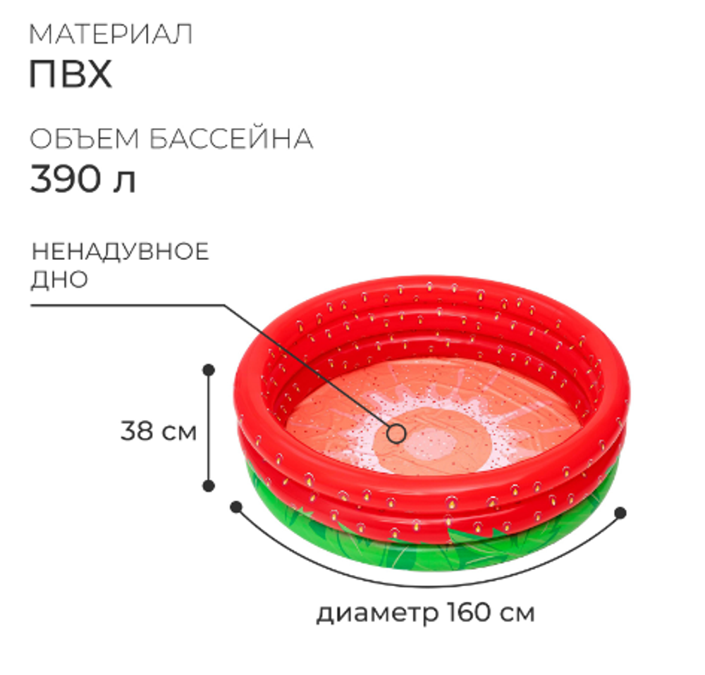 Бассейн надувной Bestway Sweet Strawberry, 168×168×38 см