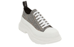 Alexander McQueen Tread Slick Ankle Length Combat Boots Women"s Black White Silver