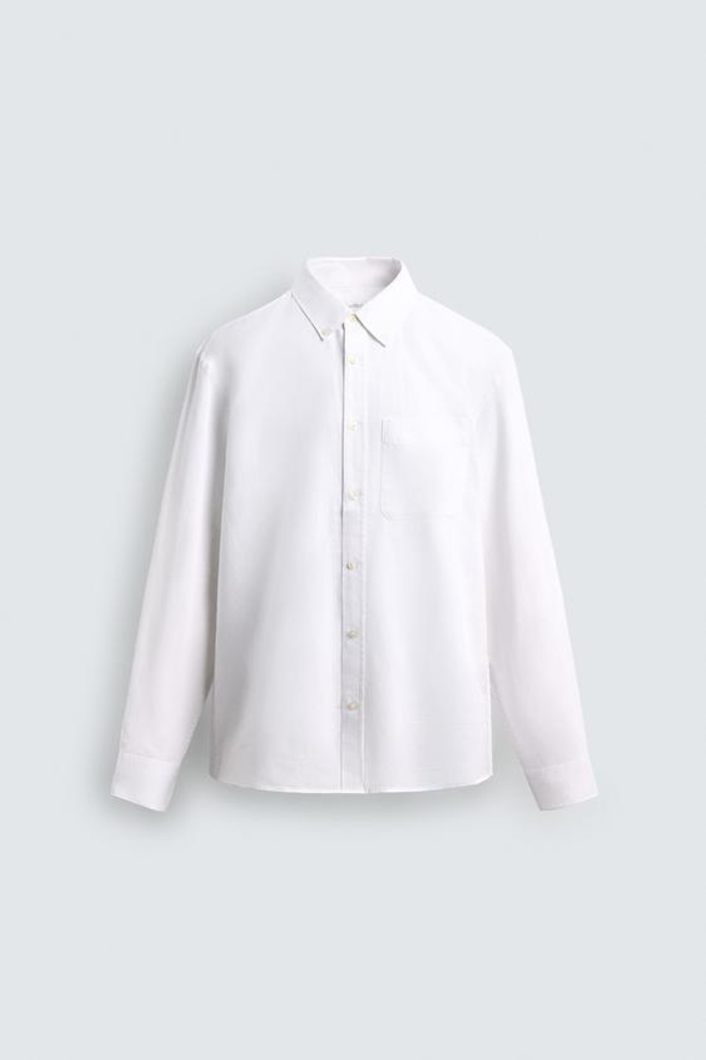 ZARА РУБАШКА REGULAR FIT ИЗ ЛЬНА И ХЛОПКА, БЕЛЫЙ