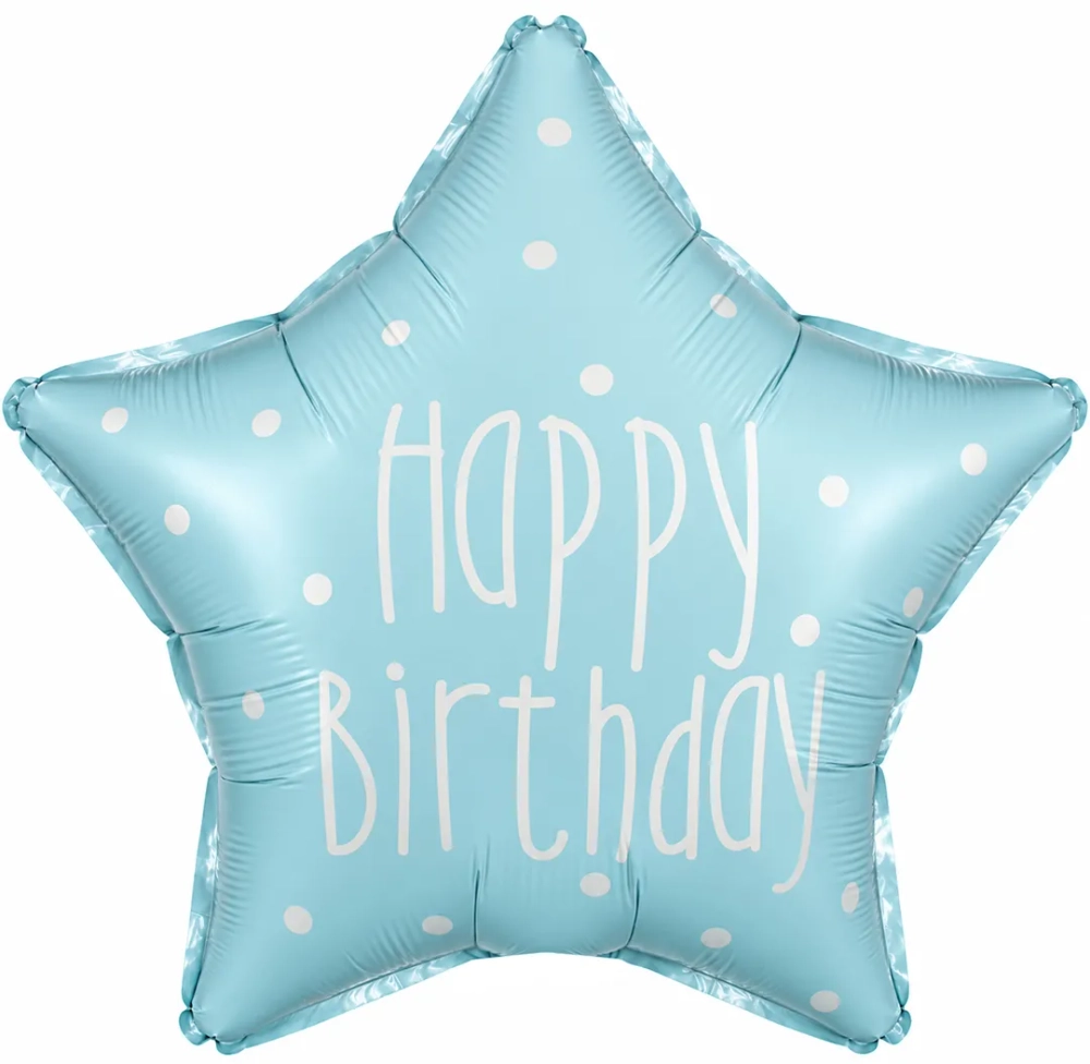 Звезда "Голубая Happy Birthday" сатин