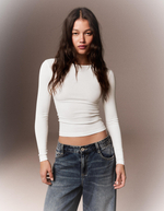 Женский лонгслив с круглым вырезом - BERSHKA