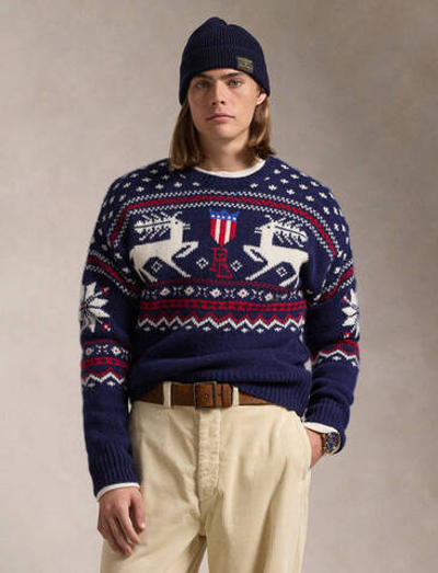 Шерстяной свитер POLO RALPH LAUREN - темно-синий(710949303)