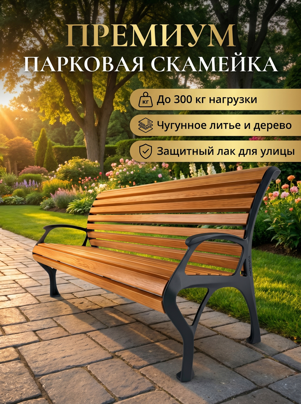 Скамейка чугунная парковая "Ласточка"