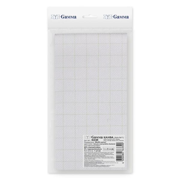 Канва Aida 11 ct, 50х50±2 см, белый в клетку, Gamma