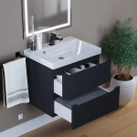 Тумба с раковиной Uperwood Tanos 60 см, подвесная, матовая, черная