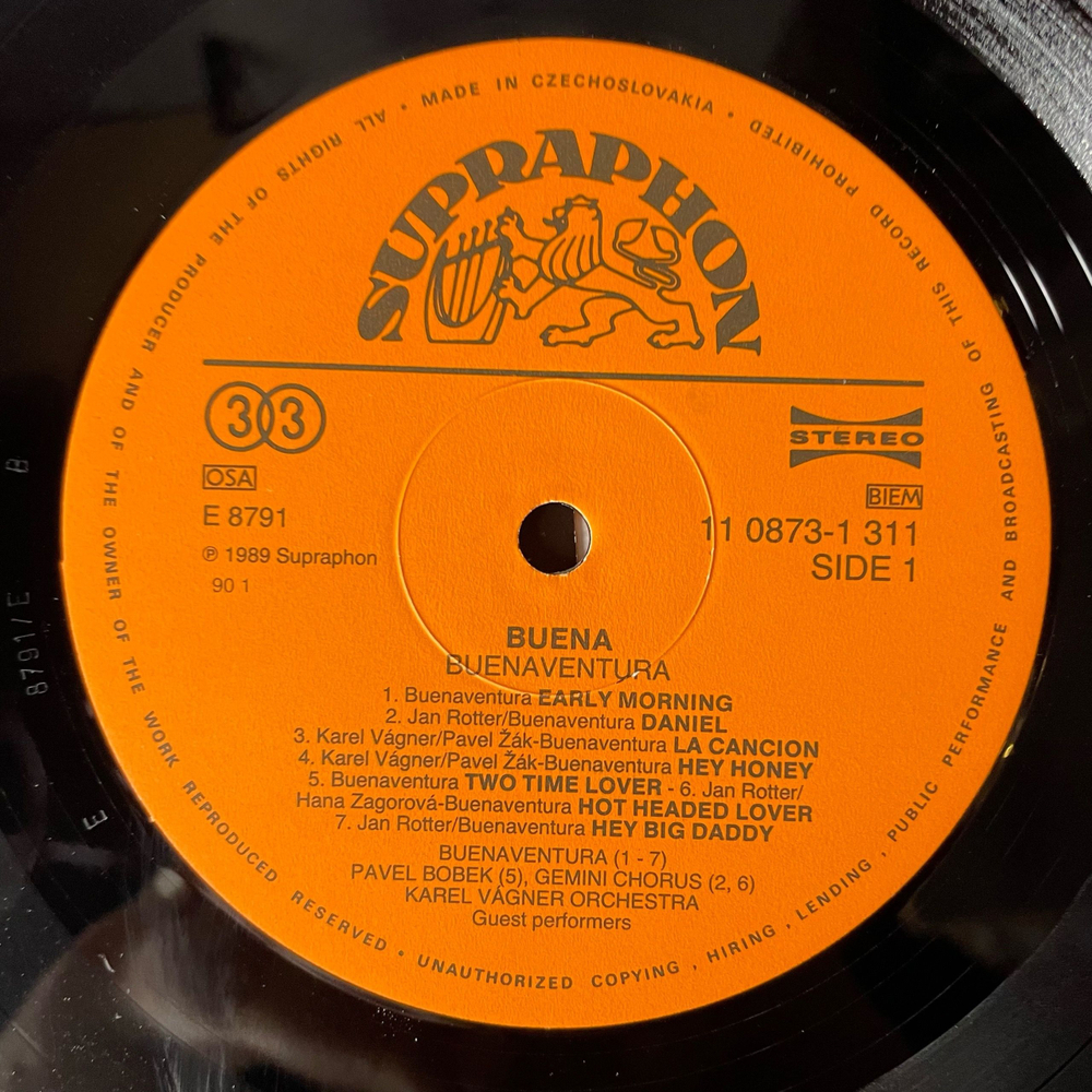 Винтажная виниловая пластинка LP Buenaventura, Karel Vagner Band Buena (Чехословакия 1989)