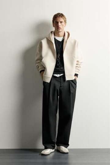 ZARA ХУДИ ИЗ ВЫСОКОТЕХНОЛОГИЧНОЙ ТКАНИ С МОЛНИЕЙ, БЕЖЕВЫЙ