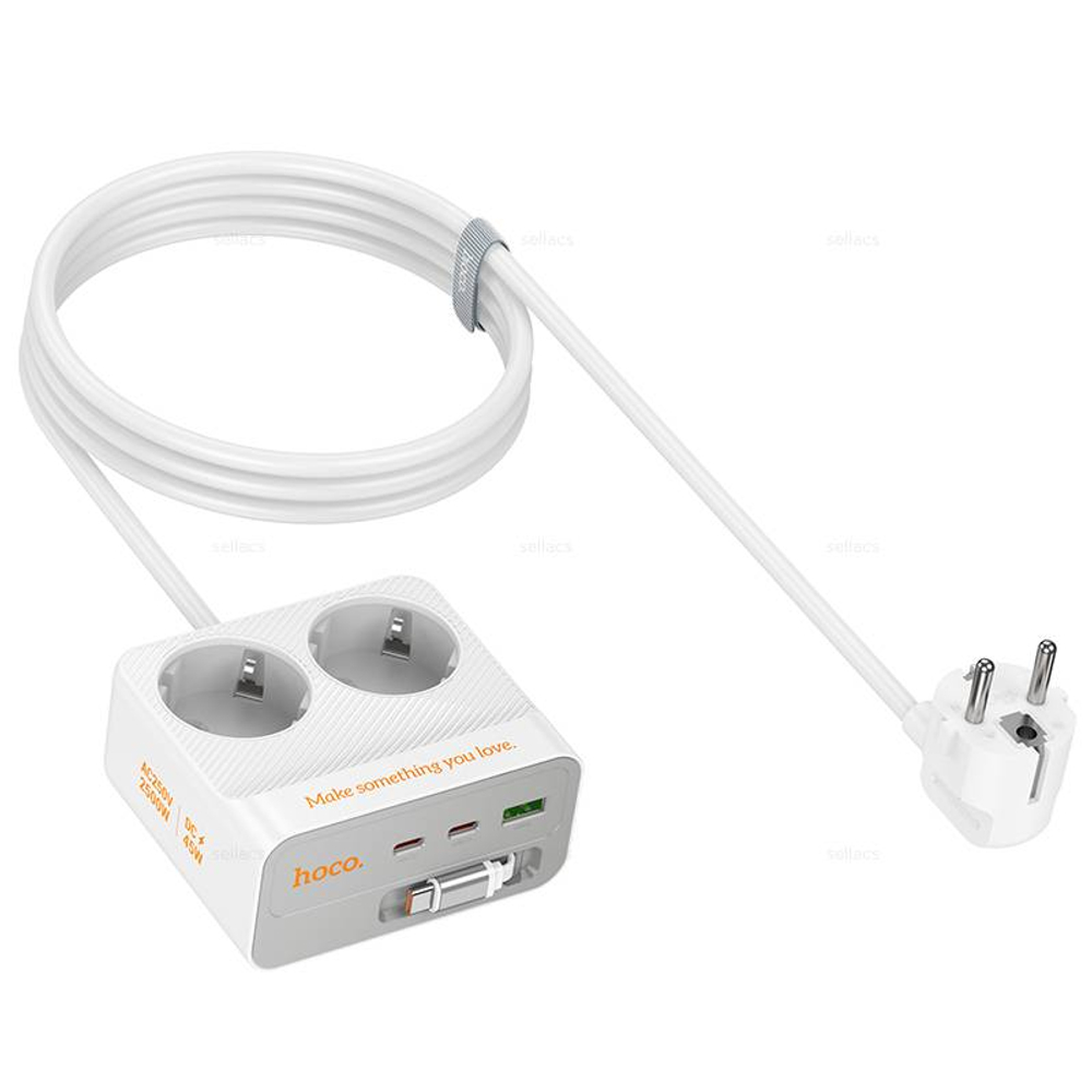 Настольная розетка HOCO AC28 Descanso (PD45W/2C1A) 2m (white)