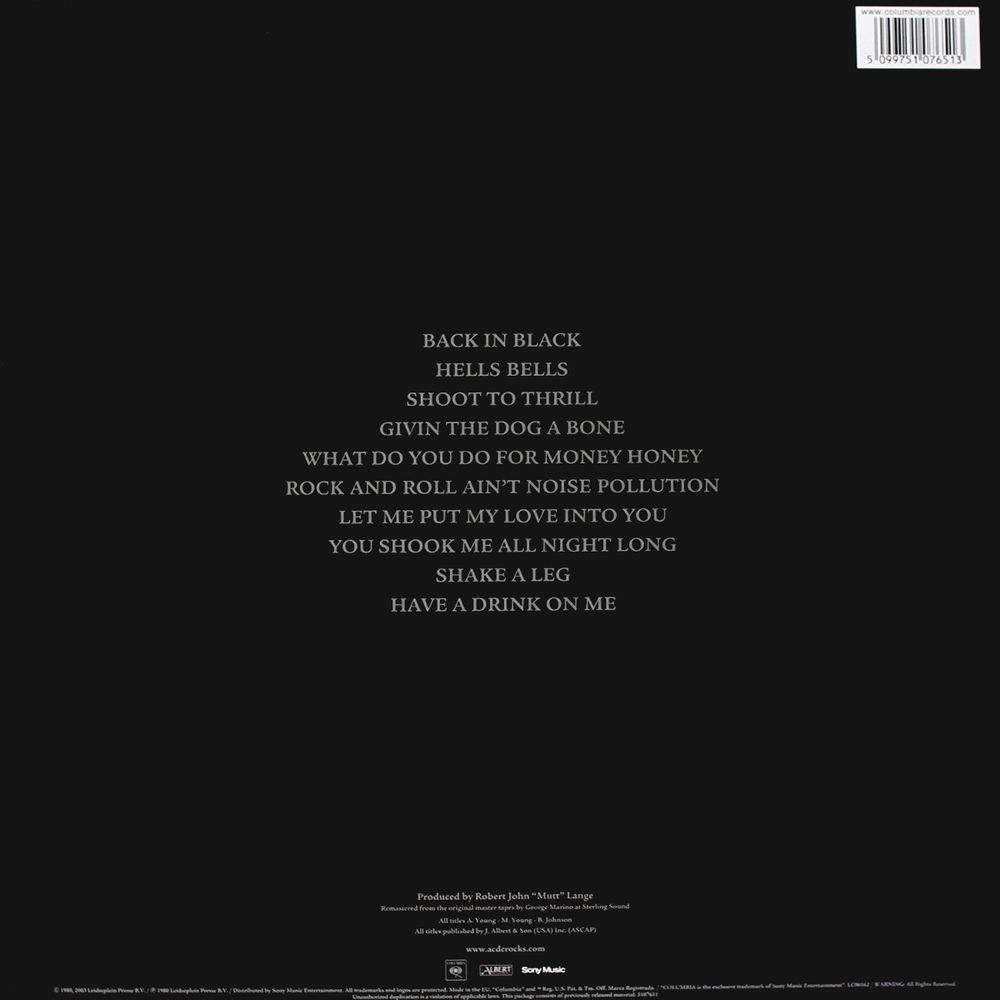 AC/DC. Back In Black (LP)