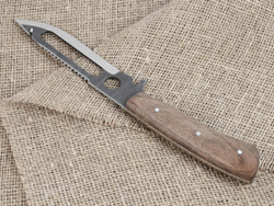 Рыбацкий нож "Акула", цельнометаллический, сталь 65Х13, рукоять орех